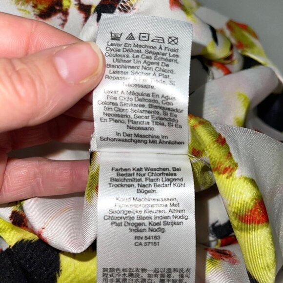 DKNY Jumpsuit Womens Size 2 Floral Print Zip Front V Neck Pockets Elastic Waist - Picture 5 of 14